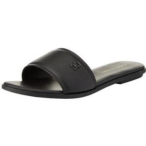 Tommy Hilfiger Dames POP kleur mule sandaal plat, zwart, 5 UK, Zwart, 38 EU