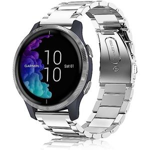 Fintie Metalen Schakel Bandje Voor met Garmin Vivoactive 3/3 Music, vívomove HR, Forerunner 245/645 Music, Venu Smartwatch – Premium RVS Armband Schakel Band, Zilver