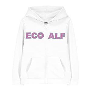 ECOALF, Islalf Sweatshirt voor meisjes, katoen, gerecyclede stof, katoenen sweatshirt met ritssluiting, basic sweatshirt, Wit, 8 Jaren