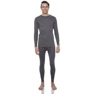 Rocky Thermo-ondergoed voor heren, lange onderlaag, met fleece gevoerd voor koud weer, boven-onderkant (licht/midden/zwaar), Donkergrijs, XL