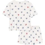 PETIT BATEAU - Pyjashort - Katoen - Wit - Bedrukt Motief