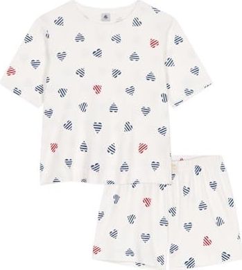 PETIT BATEAU - Pyjashort - Katoen - Wit - Bedrukt Motief