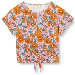 Koton Meisje Bloemenprint Korte Mouw T-Shirt Baumwolle, Roze Gemustert (2d5), 7-8 jaar