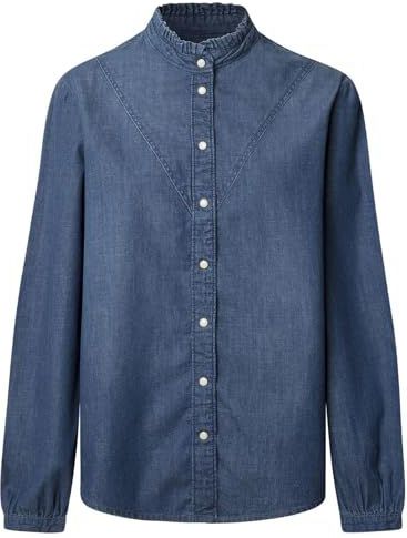 Pepe Jeans Dames Regular Denim Blouse Shirt, Blauw (Denim-5A0), L, Blauw (Denim-5a0), L