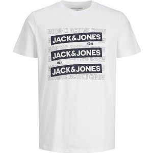 JACK&JONES PLUS Heren Jcospirit Logo Tee Ss Crew Neck Pls T-shirt, wit, 4XL