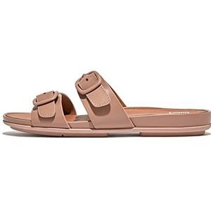 fitflop GRACIE RUBBER-BUCKLE TWO-BAR LEATHER SLIDES, schuifsandalen, beige, 56 EU