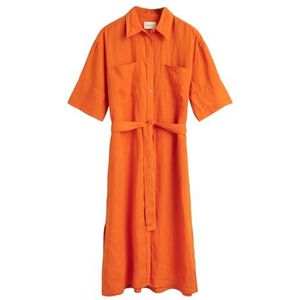 REL Linen SS Shirt Dress, pompoen oranje, 46