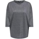 Only - Onlsilvery Glamour - T-shirt - Zwart/Zilver Lurex - 3/4 Mouwen