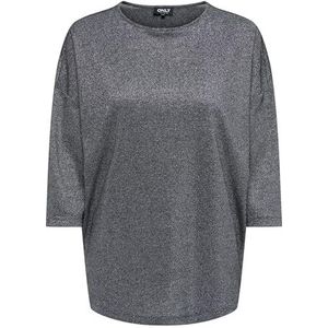 Only - Onlsilvery Glamour - T-shirt - Zwart/Zilver Lurex - 3/4 Mouwen