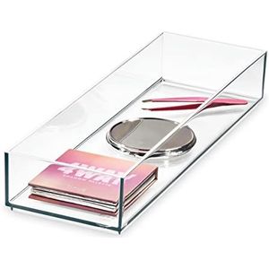 iDesign Lade Signature Series by Sarah Tanno, lange plastic PET-organizer, make-up opbergbak, helder/mat wit, 10,2 x 30,5 x 5 cm