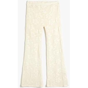 Koton Flare Tousers Lace Elastische tailleband Relax Fit Pants, ecru (010), 5-6 Jaren