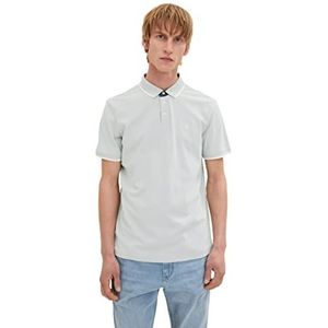 TOM TAILOR Poloshirt voor heren met geborduurd logo, 30898 - Ice Blue Offwhite Two Tone, 3XL