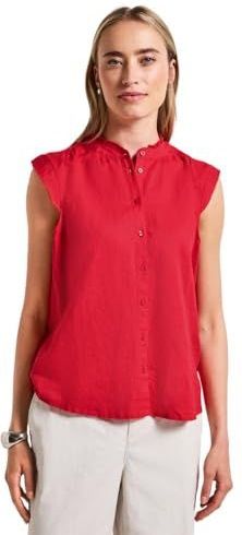 Street One Linnen mix-blouse voor dames met ruches, Glory Red, 34