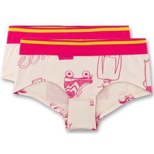 Sanetta Meisjesonderbroek roze | Hoogwaardige en duurzame katoenen onderbroek voor meisjes uit katoenmix. Panty met geweven band en opvallende tekst print | Inhoud: set van 2 ondergoed voor meisjes,