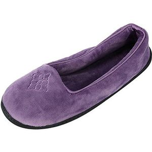 Dearfoams Gezellige Rebecca gesloten achterkant van traagschuim voor dames, met brede breedte, Paars Velours, 7-8 Wide