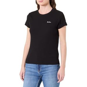 Pepe Jeans W Basic Rib S/S T-shirt voor dames, zwart., M