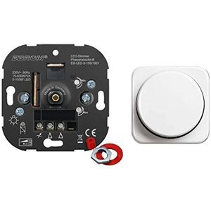 EBROM® inbouw LED dimmer draaiknop dimmer Busch jager dimmerafdekking 2115-214 alpinewit ReflexSI, faseafsnijding, voor LED 5-150 Watt + dimbare halogeen etc. 15-400 W/VA