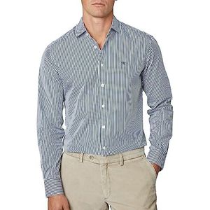 Hackett London Heren Essential Bengaalse Stripe Shirt, Wit (Wit/Groen), XL