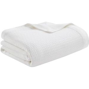 Madison Park Luxe lichtgewicht hoes voor het hele seizoen voor bed, bank en bank, Egyptisch-katoen, wit, Twin