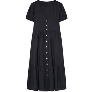 SPRINGFIELD Midi-jurk van linnen voor dames, Zwart, 32