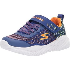 Skechers Nitro Sprint Karvo Sneakers voor jongens, Blauw Textiel Oranje Lime Trim, 28.5 EU