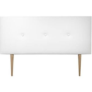 DUÉRMETE ONLINE Premium hoofdbord, model Milan, met poten, bekleding van hoogwaardig kunstleer, hout, wit, 145 x 60 cm (bed 135/140)