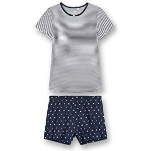 Sanetta Meisjespyjama kort blauw pyjamaset, Nordic Blue, 128 cm