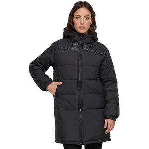 Urban Classics Damesjas Ladies Hooded Mixed Puffer Coat zwart 4XL, zwart, 4XL