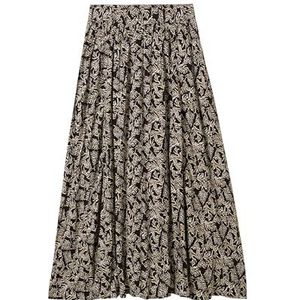 TOM TAILOR Dames midi rok met crinkle effect, 35307 - Black Palm Minimal Design, 38