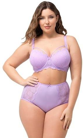 Ulla Popken Maxi-letter voor dames, kanten slip, lila, 54-56