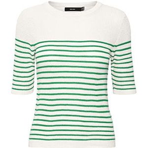 VERO MODA Gebreide damestrui, sneeuwwit/detail: w Bright Green Stripes, S