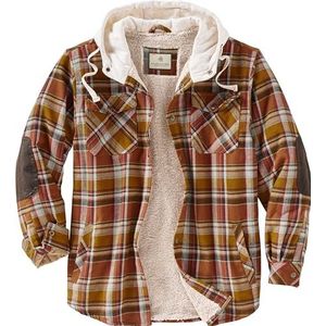Legendary Whitetails Camp Night Berber Lined Hooded Flanel Shirt Jacket overhemd, arrowood barnwood plaid, 4XL groot