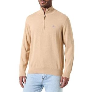 GANT Klassieke katoenen halve rits, kaki mel, XXL