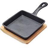 Gietijzeren Gratineerpan Mini - Vierkant Met Serveerplank - 15cm - MasterClasss-sArtesà