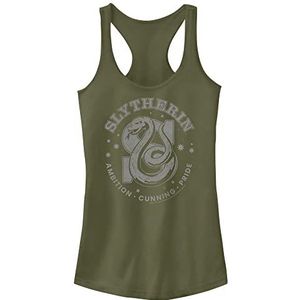 Harry Potter Warner Brothers and The Deathly Hallows Slytherin Stamp Women's Fast Fashion Racerback Tank Top Military Green