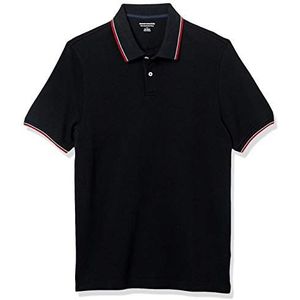 Amazon Essentials Men's Poloshirt van piqué-katoen met slanke pasvorm, Zwart/Wit/Rood, M