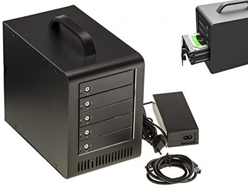 Behuizing - USB 3.0 5G - Voor 5 SATA-harde schijven - Capaciteit 80 TB - Stroomvoorziening 78 W - RAID materiaal 0 1 3 5 10