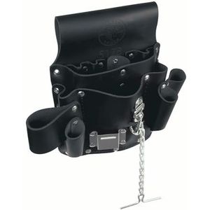 Klein Tools 5178 8-pocket gereedschapstas, leer, tunnel riemlus aansluiting, 27,9 x 25,4 cm zwart