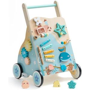 ROBUD Houten loopwagen, baby loophulp, baby walker, zeeesthema
