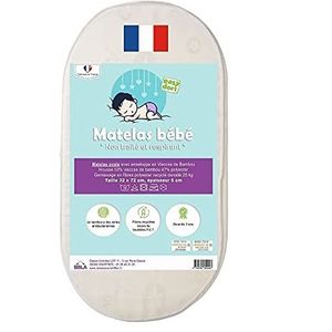 Easy Dort - Babydraagtas 32 x 72 cm – wieg, babykuip of babybed – overtrek van bamboe | zomer & winter | dubbelzijdig | zeer comfortabel | gemaakt in Frankrijk | Öko-Tex® | wit