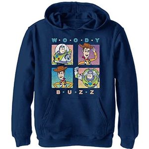 Disney Kids Pixar Toy Story Pastel Foursquare Youth Pullover Hoodie, Navy Blue Heather, Small, Heather Navy, S