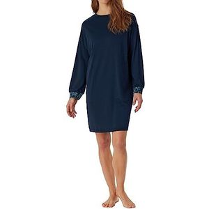 Schiesser Dames lange mouwen katoen Modal Sleepshirt met zakken Bigshirt-Nightwear nachthemd, nachtblauw, 40, Nachtblau, 40
