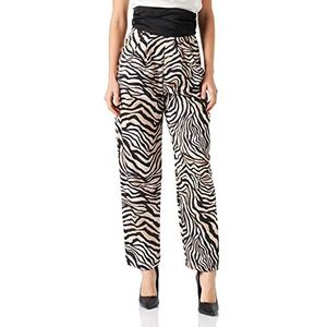 KENDALL & KYLIE K&K W hoge taille satijnen losse broek voor dames KKW3712006, zebraprint, L, Zebra Print, L