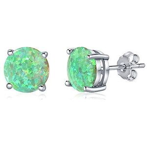Zilveren oorstekers voor dames van 925 sterling zilver met groene synthetische opaal.