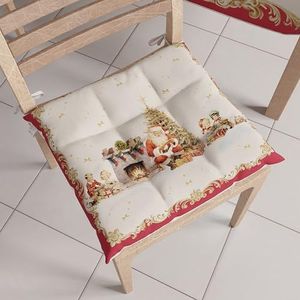 PETTI Artigiani Italiani - Zitkussen voor kerst-keukenstoelen, 6-delige set, kerststoelkussens van microvezel met linten, 100% Made in Italy