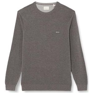 GANT Heren Cotton Pique C-Neck Pullover, dark grey melange, XL