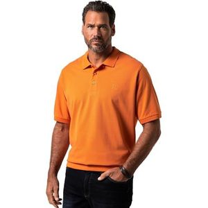JP 1880 Buik-fit katoenen piqué poloshirt voor heren, Oranje, 7XL