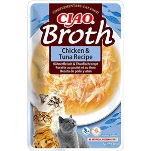 INABA Churu Broth - bouillon voor katten - recept snacks kip en tonijn - onderscheidingen met dierlijke eiwitten, zonder granen, conserveringsmiddelen, kleurstoffen, slechts 16 limoen - 50 g