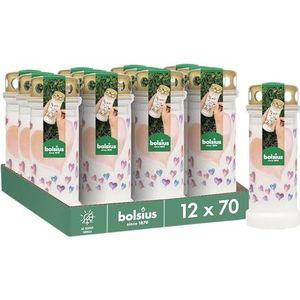Bolsius - Graflicht - Wit met Ballonnen Print - 12 stuks - 70 branduren - 3 Dagen - Herdenkingslicht