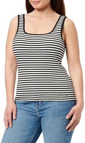TOMMY HILFIGER - Top - Zwart/Wit - Slanke Pasvorm - Mouwloos - Gestreept